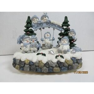 Winter Wonderland Musical Snowman Scene with Trees and Gifts
